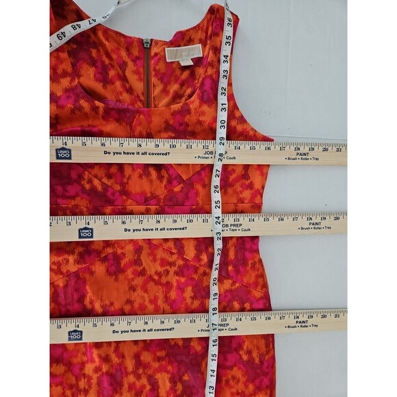 Michael Kors SZ 4 Orange/Red Color Burst Sleeveless Lined Sheath Dress Cotton - Picture 7 of 9